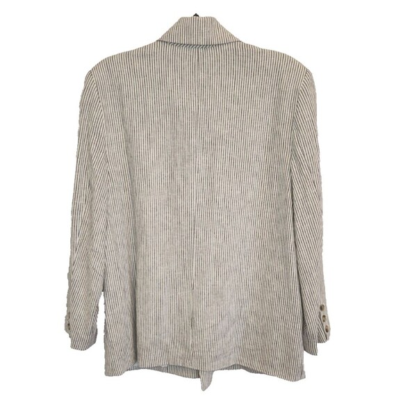 Old Navy Blazer Blue Stripe Linen Blend Medium Double Breasted Nautical NWT - Picture 4 of 11